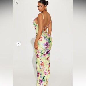 Nia Floral Maxi Dress - Lime